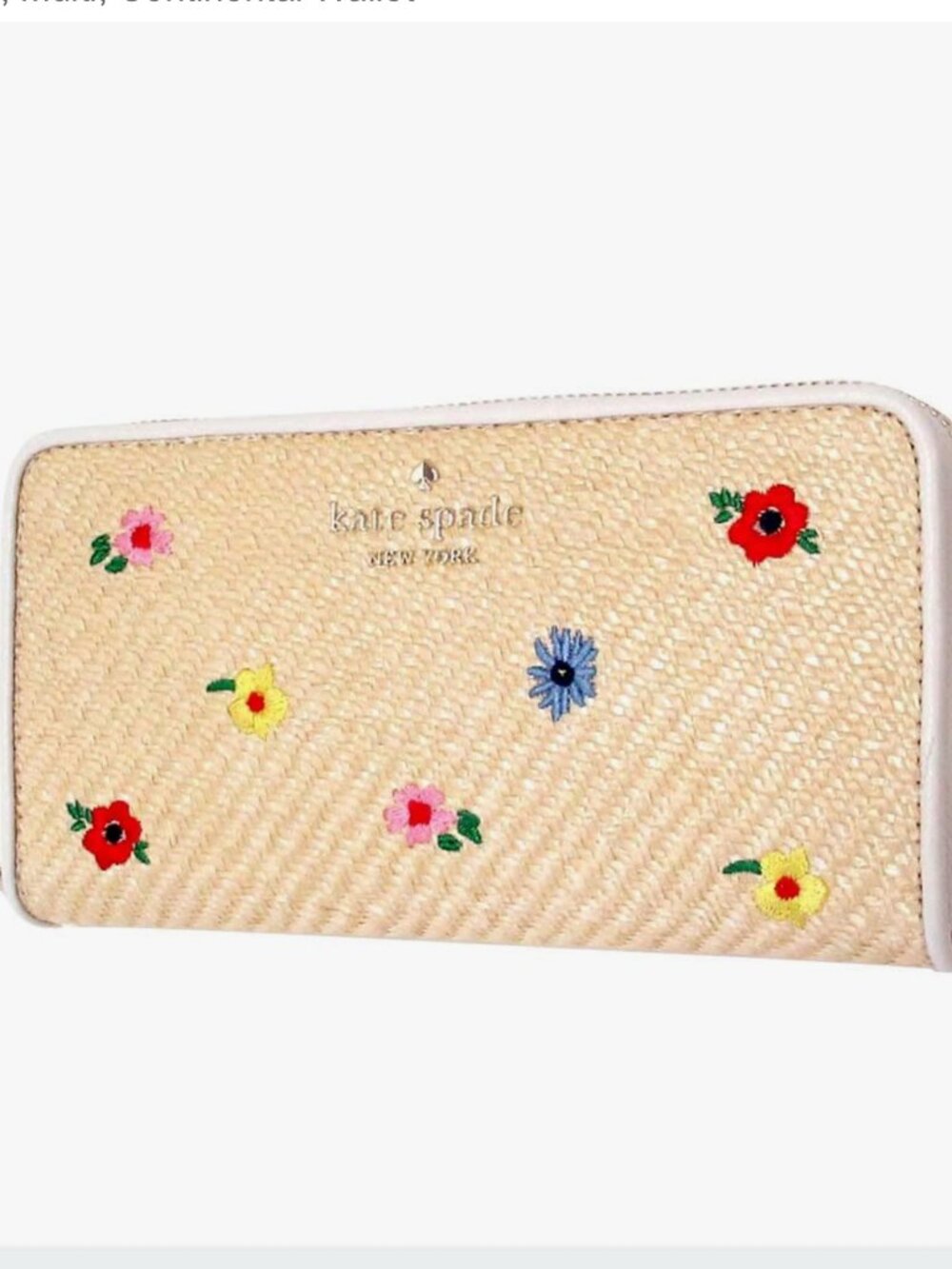 Kate Spade Staci Garden Bouquet Straw Large Continental Wallet